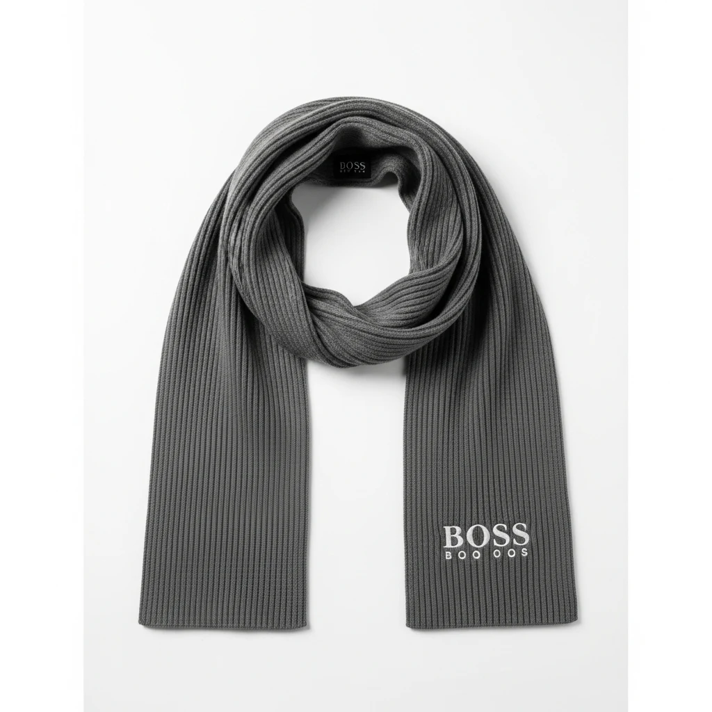 Boss ribbed logo scarf image 2